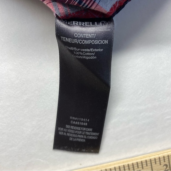 Merrell Plaid Red And Blue Men’s Button Up Short Sleeve Shirt Size Large UPF 20+ - Picture 7 of 7